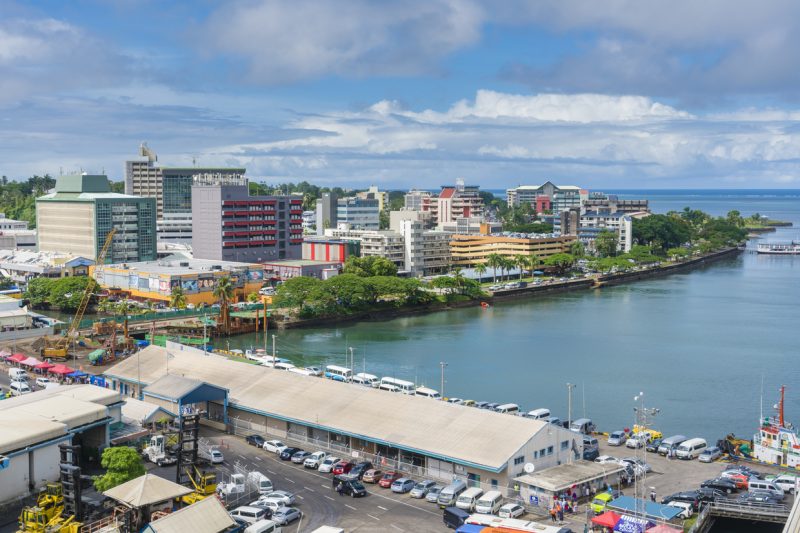 Suva, Fiji - Mar 24, 2017: View of the city centre of Suva, the capital city of Fiji